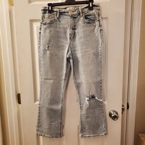 DAZE Tough‎ Love 28 Straight Leg Ankle/crop Jean Lite Wash Distress Retro Casual